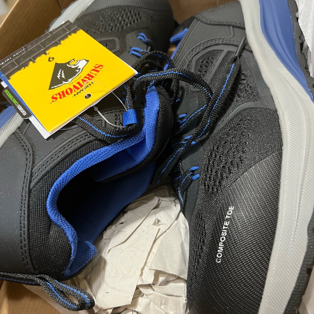 Shoes for Crews Black and Blue Composite Toe Shoes